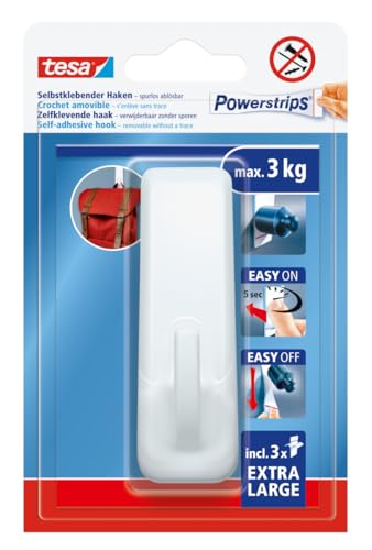 tesa Powerstrips XL Crochet adhésif carré - x1-3 Powerstrips XL - Blanc