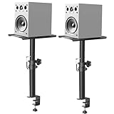 EDS FAM Studio Monitor Stands Pair Adjustable Height 11' to 18.5', Stage Speaker Stand Desktop with Safety Pin Clamp