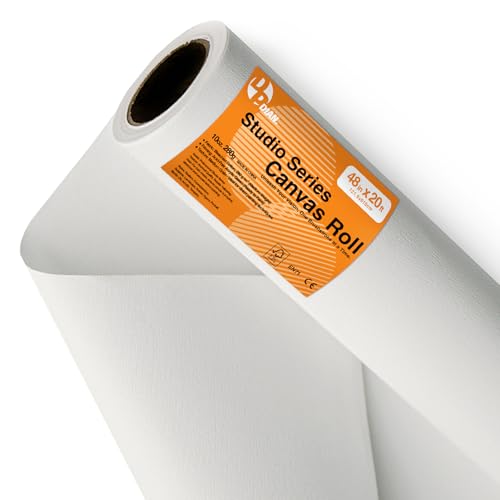 DPDIAN 48 Inch x 20 Feet Primed Cotton Canvas Rolls for Painting - Ready to Stretch Canvas Material for Acrylic Oil Watercolor Tempera Gouache Paint