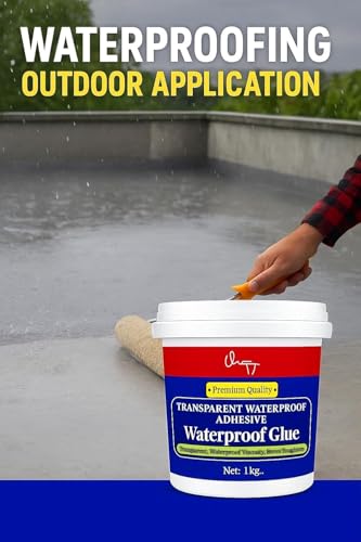 Image of Waterproof Transparent Glue with Brush | Anti-Leakage Agent Coating| Invisible Crack Sealant Super Strong Gel Adhesive for Roof, Bathroom Wall, Window, Tile & mildew (1000 gm, WaterProof Glue)