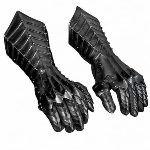 THOR INSTRUMENTS Medieval Black Antique Finish Nazgul Gauntlets Steel Armor Gloves Crusader LARP...