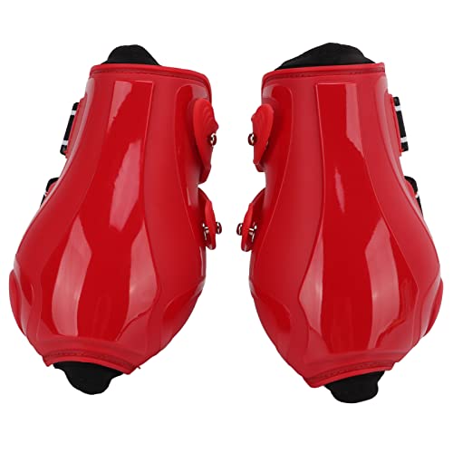 Red Horse Tendon Protective Boots Elastic Neoprene Hind Leg Guard Soft Lining Lightweight for Equestrian Sports (Red hind legs XL)