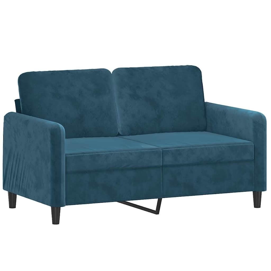 Divano in velluto blu con vano portaoggetti e comodi cuscini, per soggiorno e camera degli ospiti, divano angolare con schienale, braccioli, chaise longue, panca, lounge, divano letto