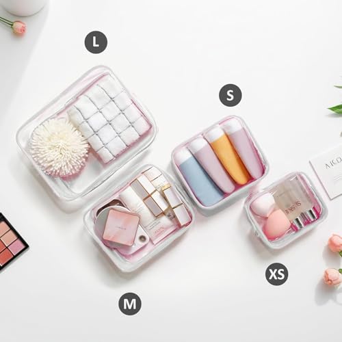 Image of LETGO 4 PCS Clear Insert Bag for Bogg Bag, 4 Sizes Waterproof Beach Bag Organizer Pouch with Bogg Bag Hooks Accessories,Transparent Zipper Makeup Toiletry Bag for Rubber Tote Bag Beach Travel