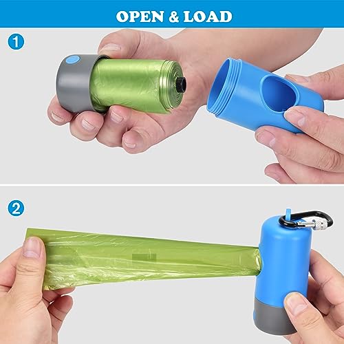 Rechargeable Dog Poop Bag Dispenser With Safety LED Flashlight, Pet Waste Bag Holder with Carabiner Clip For Leash, Collar,Harness, and 15 PCS Extra Thick Doggy Waste Bags Rechargeable Dog Poop Bag Dispenser With Safety LED Flashlight, Pet Waste Bag Holder with Carabiner Clip For Leash, Collar,Harness, and 15 PCS Extra Thick Doggy Waste Bags