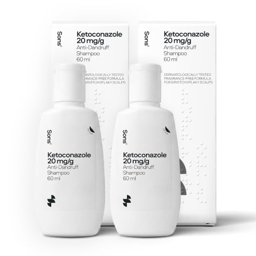 Sons Ketoconazole Anti-Dandruff Treatment Shampoo. Treats & Prevents Dandruff Itchy Scalp Seborrhoeic Dermatitis & Psoriasis. 2 x 60ml. Made in Europe.