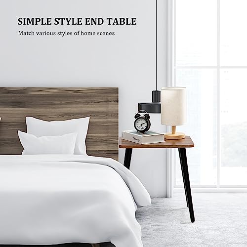 Image of FORAOFUR Side Table, Rectangular Wooden Small End Table, Small Accent Table for Living Room, Bedroom and Balcony, Modern Side Tables for Spaces Home Decor, Easy Assembly | Wooden legs with modern rectangular design, fits living /bedroom, compact, quick assembly with hardware
