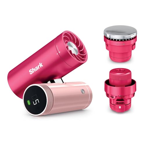 Shark ChillPill 3-in-1-Hochgeschwindigkeits-Handventilator- Sprühnebel- und InstaChill-System mit 3 Kühlaufsätzen reisefreundliches Design Dragon Fruit FA022EUPK