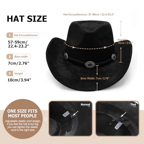 Image of LIDHAY Cowboy Hat for Women and Men Felt Wide Brim Suede Cowboy Cowgirl Hats Felt Cattleman Western Hats