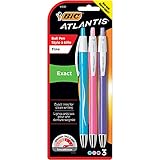 BIC Atlantis Exact Fashion Retractable Ballpoint Pen, Fine Point (0.7mm), Assorted Colors, 3-Count
