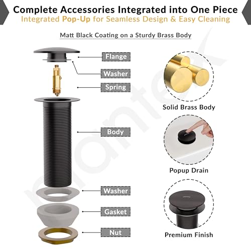 Image of Plantex Pure Brass Pop Up Coupling 5 Inch /Waste Coupling for Wash Basin /Coupling for Drain Out let System Full Thread - Pack of 1 (PVD Grey)