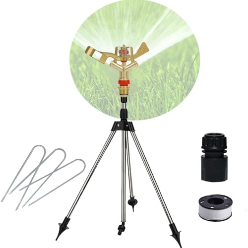 CEASELESLY Rasensprenger große flächen,Impulsregner,Rotating Tripod Sprinkler,Wenig Druck rasensprenger,Auto Rotating Tripod Sprinkler (B002)