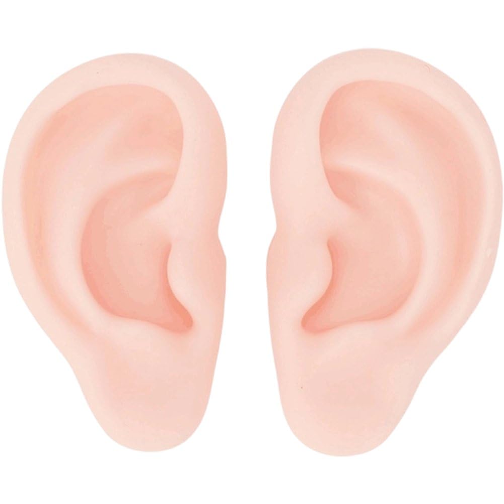 Ppmter Human Ear Model, Soft Silicone Ear Model, Flexible Fake Ear, Realistic Body Parts for Piercing Practice, Earrings Jewelry Display, Teaching Tool