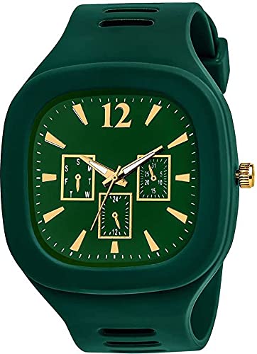 KIARVI GALLERY Squire Dial Silicone Strap Analogue Watch for Men and Boy (Green Colored and Strap) (B09GH68MX4) Amazon Price History, Amazon Price Tracker