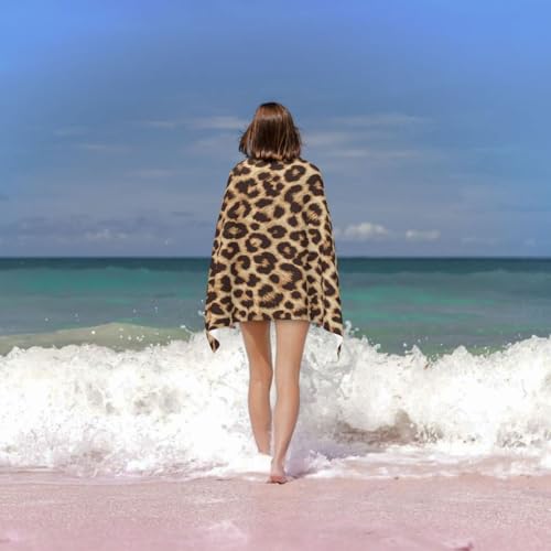 Serviette de bain microfibre imprimée léopard ultra douce et absorbante
