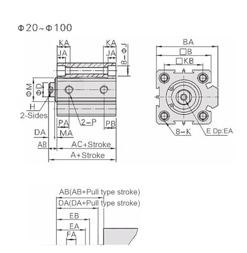 Cylindre pneumatique compact fin alésage 12mm course 25mm - 8
