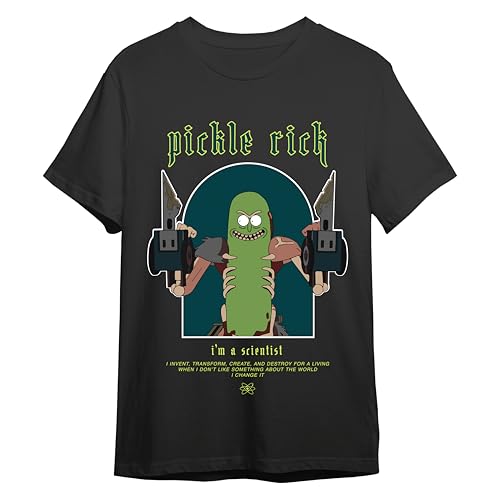 Comic Studio Morty Camiseta | Artículo Licenciado Oficial | Pickle Rick | Unisex | Negro | L T-Shirt