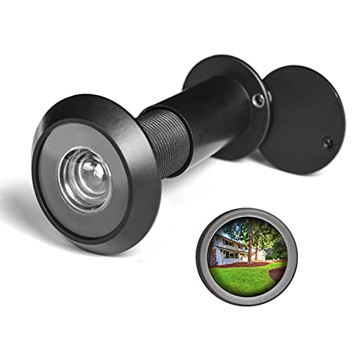 Tocypho Peephole Door Viewer with Rotating Privacy Cover, 200 Degree Wide View Angle Peep Hole Satin Nickel Black for 1-3/8" to 2-1/6" Doors for Home Office Hotel