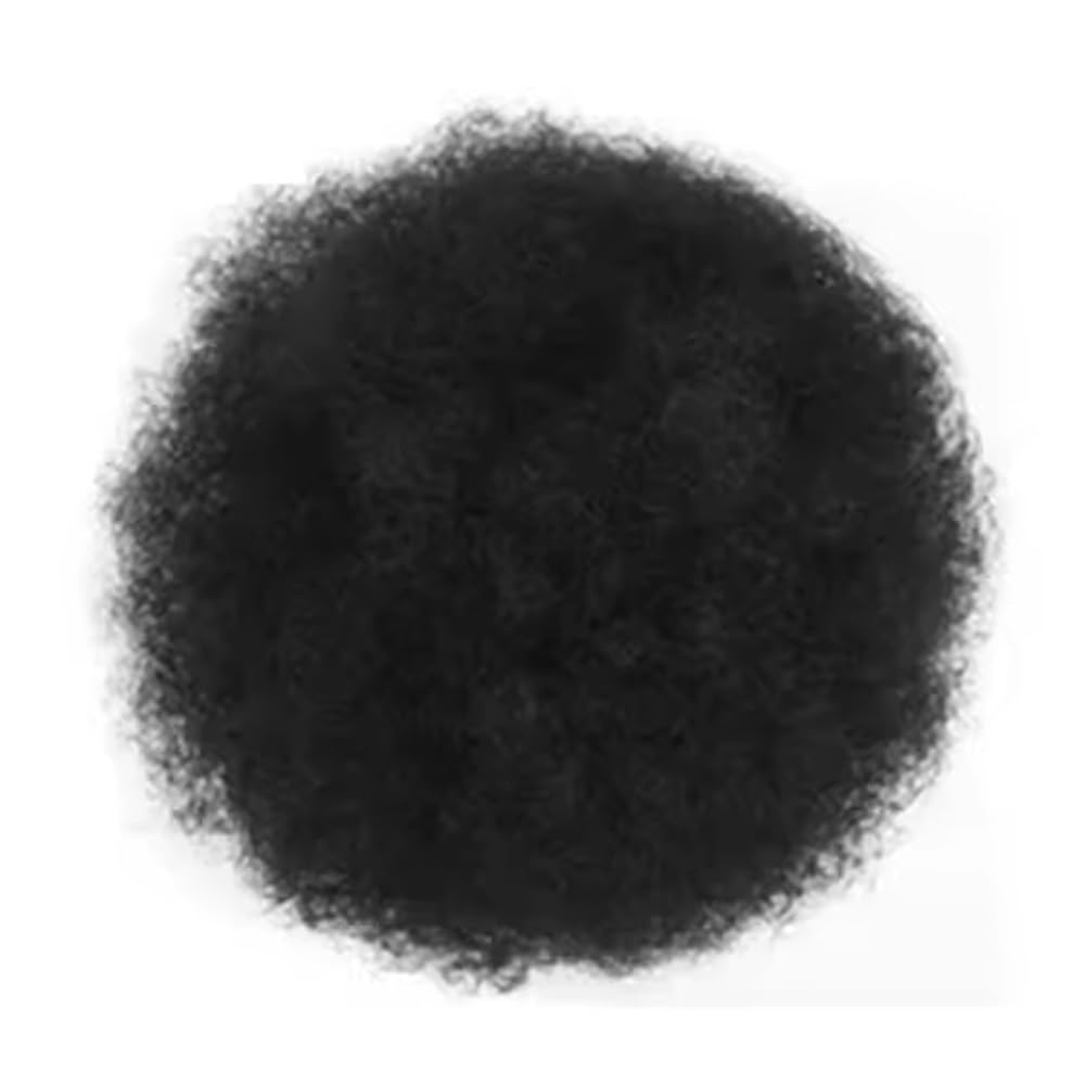 QRSTUVXZY Black Women Short Kinky Curly Synthetic Afros Puff Drawstring Ponytail Extension for Afro Bun Extension Hairpieces(Black)