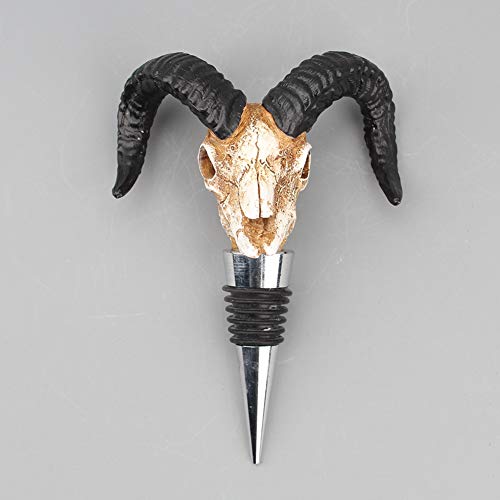 BOLLAER Ox Horn Skull Wine Stopper, Decorative Bottle Stopper to Preserve Wine and Beverages with Airtight Silica Gel Seal