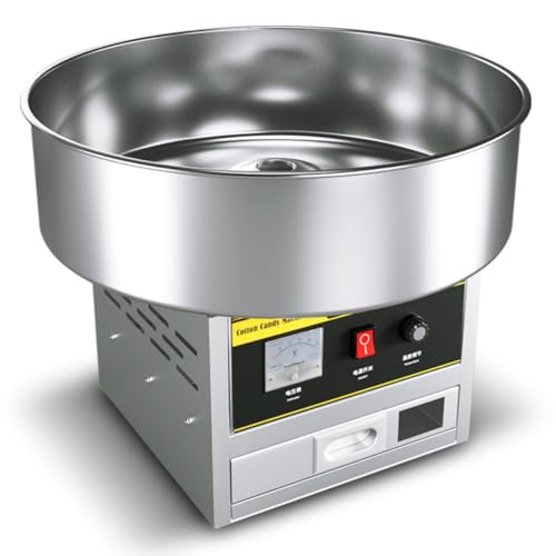 BRZU 綿菓子製造機、110V全自動、食品グレードの材料、カラフルな派手な絵、子供用のワンタッチ開閉、小さな綿菓子製造機、誕生日の家族の集まり、クリスマス、子供の日、結婚式に最適、家庭用/業務用 (ステンレス製の電動わたあめメーカー)