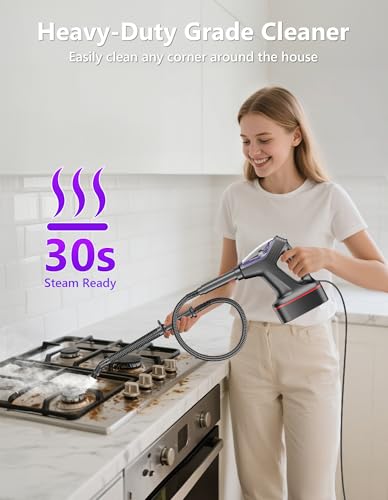 Image of Heavy Duty Steam Mop for Floor Cleaning - All-in-One Detachable Handheld Steam Cleaner for Hardwood, Tile, Grout & Windows - Multipurpose Steamer for Home, Furniture, Walls & Decks