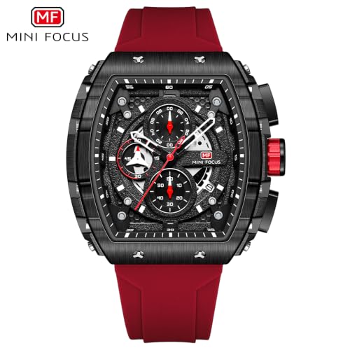 Image of Mini Focus Men's Multifunctional Chronograph Watch for Men with Date, and 24-Hour Sub-Dial, Water Resistant Square Dial Unique Design for Sports, Party, Gifting - (MF0399G)