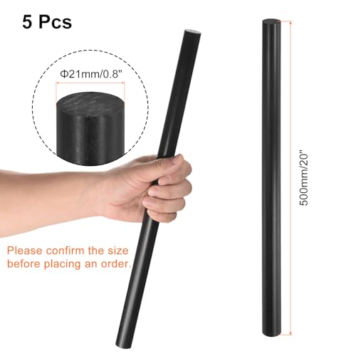 Image of uxcell 5 Pcs Black Plastic Rods 21 x 500mm ABS Styrene Round Stick Round Solid Bar DIY Model for DIY Toys Building Making Architectural Model Making