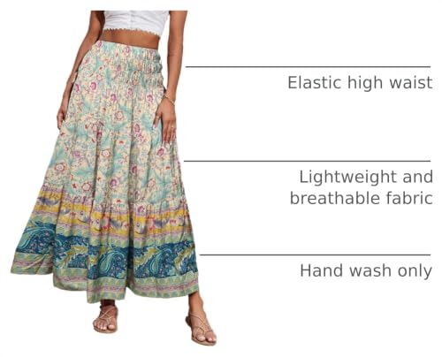 Image of CFLONGE Summer Maxi Skirts for Women 2026 Trendy Floral A Line Boho Skirt
