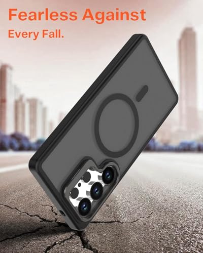 Image of MagPro case with Stand for Samsung Galaxy S26 Ultra 5G Magnetic Compatible Protective Cover Strong Magnetic Shockproof Armor Scratch Resistant Polycarbonate HardBack | Translucent Matte Black