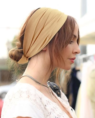Image of DRESHOW 8 Pack Bow Headbands of Solid Color for Women's Hair Non Slip Wide Vintage Head Wraps Knotted Cute Hair Band Accessories