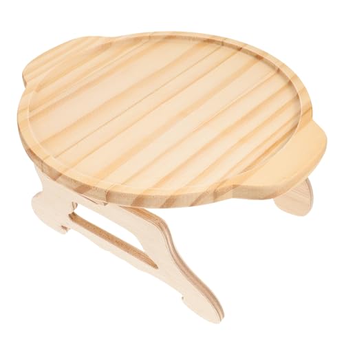 TOYANDONA Mesa Auxiliar de Bambú Natural para Sofá Bandeja Redonda Plegable Patas Protector de Reposabrazos para Artículos del Hogar Ligera y Portátil para Uso Cama y Sala