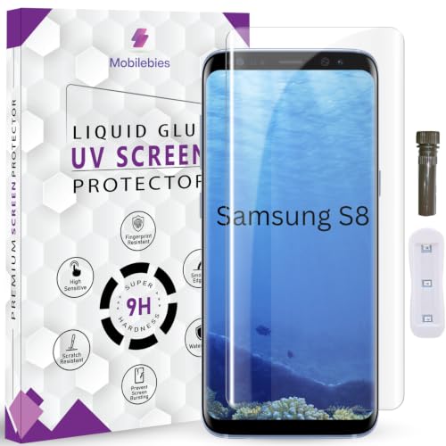 Image of Advanced HD+ UV Tempered Glass Screen Protector For Samsung Galaxy S8 (5.8 Inch, Pack of 1) Full Adhesive UV Curved Screen Guard, Case Friendly with installation kit