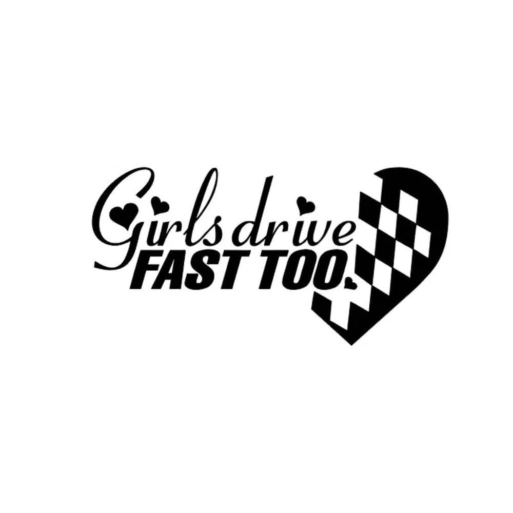 Auto Accessory Sexy Girl Drive Fast Too Fashion Heart Style Automobiles Motorcycles Exterior Accessories Vinyl Decals(Black,15cm X 7.7cm)