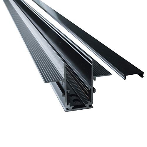 Riel electrificado empotrable magnético negro 1 m 48 V soporte focos LED track