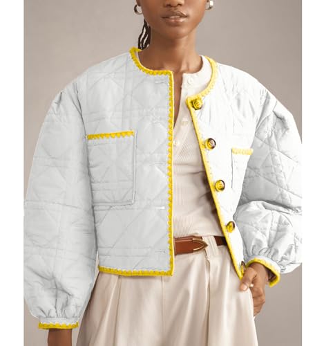 UATKIMI Women’s Lightweight White Quilted Jacket – Cozy Cardigan for All Seasons, XS Size - Image 2