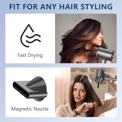Ionic Hair Dryer for Women and Men: High-Speed Blow Dryer with Professional Motor, HD Display, Low Noise, and Magnetic Nozzle
