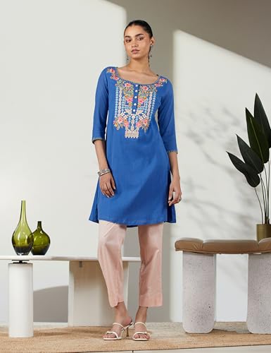 Image of BIBA Women Cotton Straight Solid Kurta