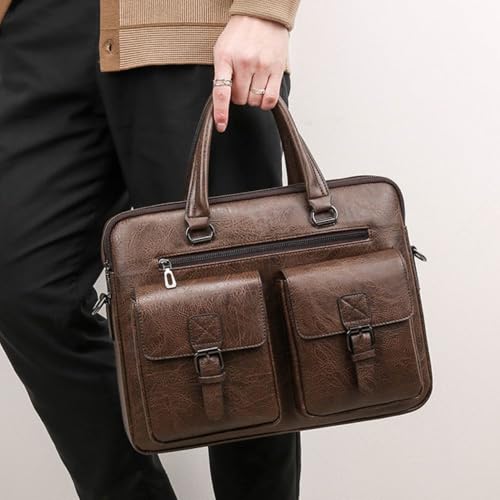 Image of CAVALO - Be Unique Leather Men's Laptop Bag Retro Messsenger Bag Men's Handbag Crossbody Bag Personality Briefcase (upto 14 inch) | Premium PU Leather