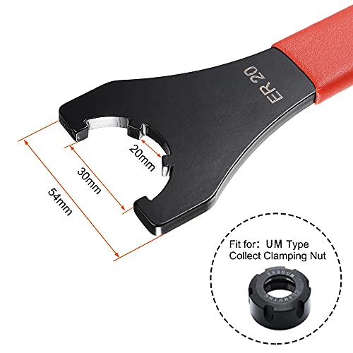 Uxcell Collet Chuck Wrench Spanner For Er20Um Clamping Nut Cnc Milling Lathe Chuck Holder Tool With Red Non-Slip Handle 2Pcs #TOP1