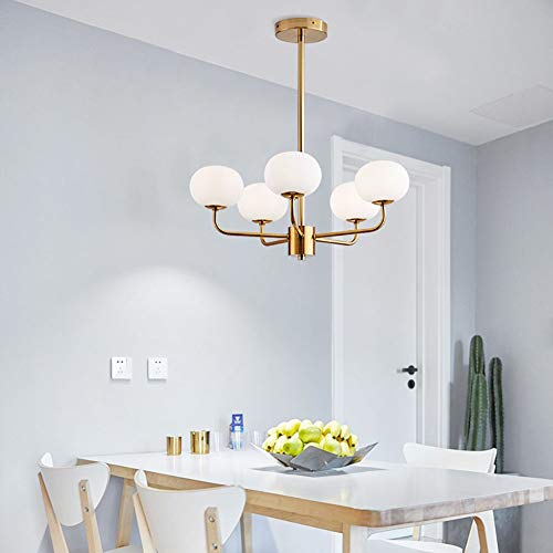 Lámpara de techo Sputnik de 15 luces dorada con esferas de vidrio mate 6