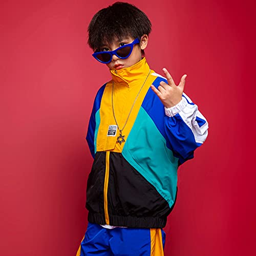 Image of LOLANTA Boys' Girls' Color Block Jacket Track Pants Sets Hip Hop Dance Patchwork Clothes Unisex Streetwear