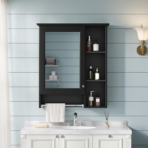 THINK 30 24''W x 28''H Black Bathroom Wall Cabinet with