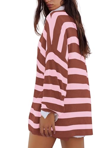Image of Panadila Womens Striped Sweater Set Oversized Lounge Sets Matching Pajamas Long Sleeve Sweater Top and Shorts