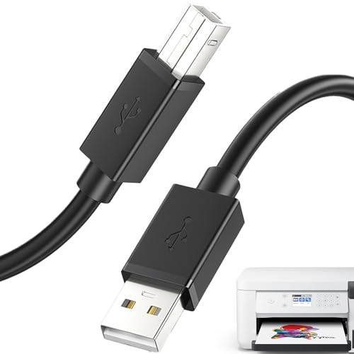 Wuyooprt Cable de Impresora a Ordenador,Cable USB Tipo B | Cordón de 2,1 Metros con Conexiones Estables Macho A a B de Alta Velocidad para Portátil, Monitor, Teclado e Impresora