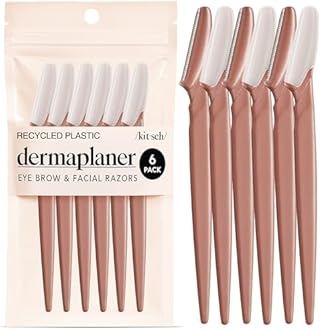 Kitsch Dermaplane Razor for Women Face – Face Razors for Women & Men, Eyebrow Trimmer & Face Shaver – Exfoliating Facial Razor & Skin Care Tool for Smoother Skin - Terracotta, 6 pcs