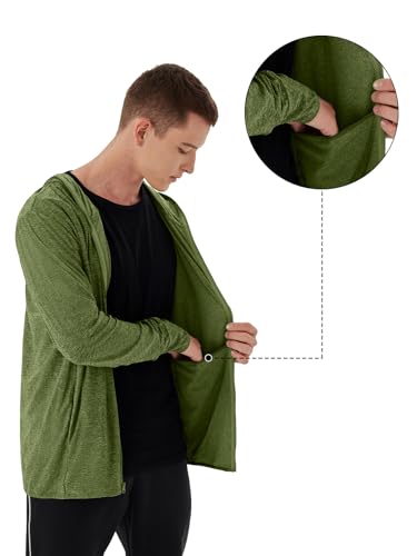 Image of Mens UPF 50+ UV Full Zip Sun Protection Hoodie Jacket With Thumb holes Cooling Lightweight Fishing Hiking Cooling Shirts men