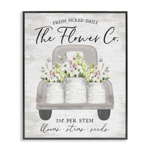 Vintage Truck Floral Bouquet Sign, 16 x 20 Inch Framed Giclée Print