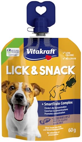Vitakraft Lick & Snack weiche Trainingscreme im Quetschie Format mit Leberwurst wiederverschließbar ohne Zusatz von Zucker (1x 60g)
