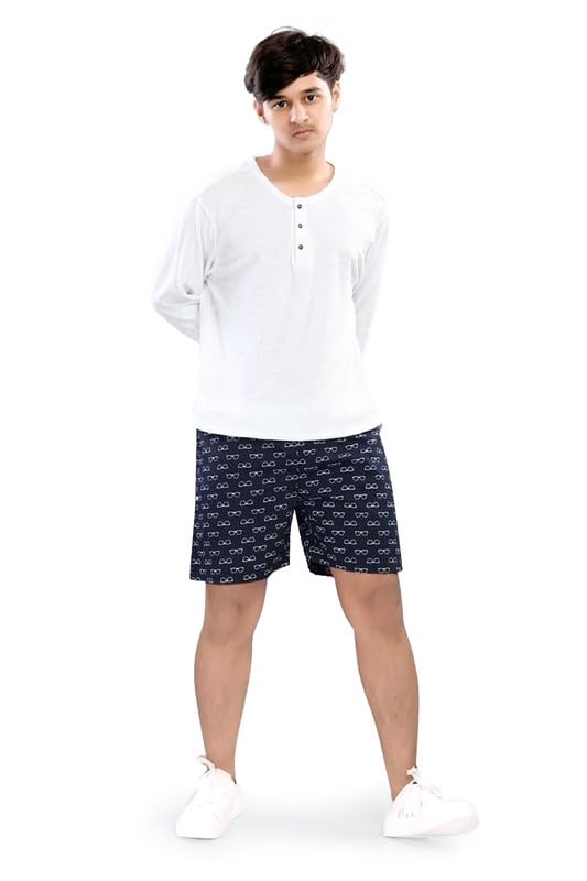 Image of UNOseven Shorts for Boys - 100% Cotton Printed with Side Pockets - Available from Size 7 Years to XL